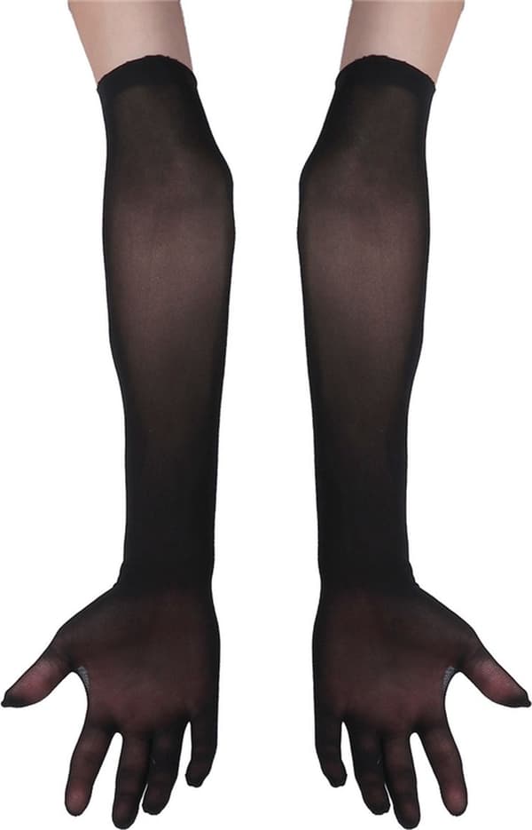 Handskar Tyg Brun mesh one size Sexig Lång Elastisk handske-Brun Mesh