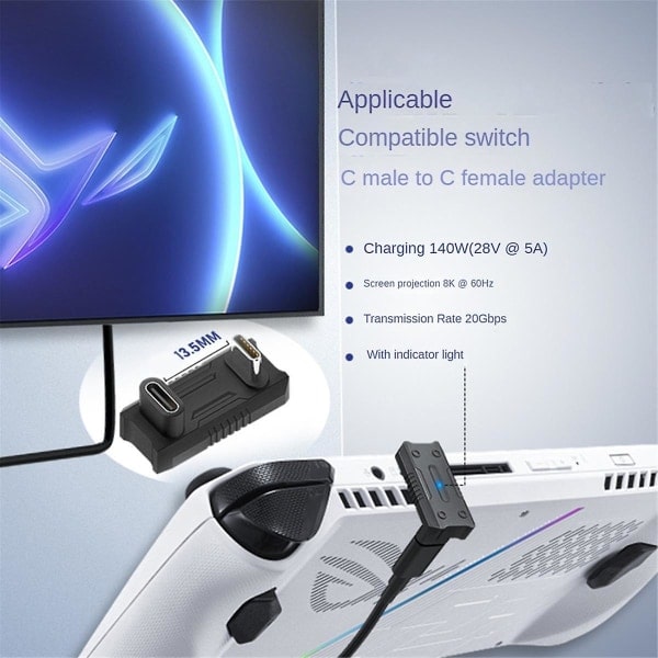 1st USB3.1 20gbps data adapter 8k60hz 140w 28v 5a USB C till C snabbladdningskonverteradapter för alla([HK])