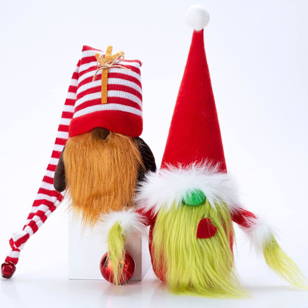 Nisse Dekorationer 2-pak Håndlavet Svensk Tomte Plys Nisser Skandinavisk Julemand Elf Julebord Lagdelt Bakke Ornament Julepynt Gave -