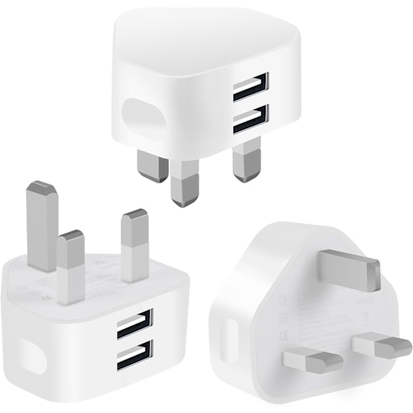 3 kpl:n pakkaus kaksois-USB-seinäpistorasia, kompakti virtalaturi 2,1 A