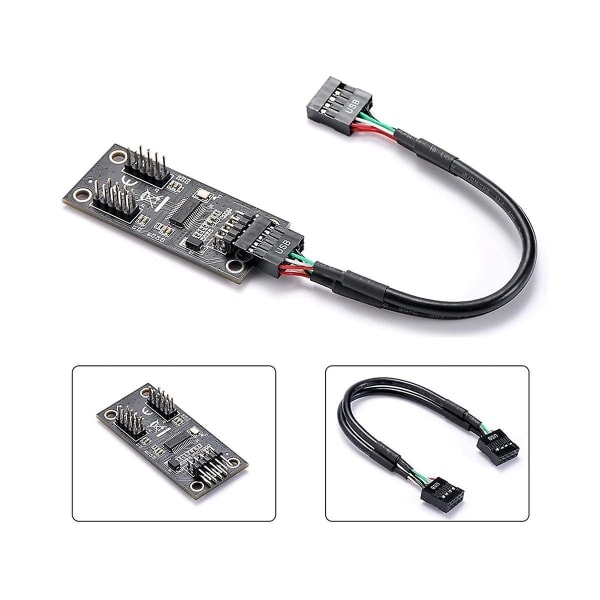 USB Hub USB Splitter USB2.0 9-Pin til Dobbelt 9-Pin Hub Adapter Riser Motherboard USB 9-Pin Stik 1 til ([HK])