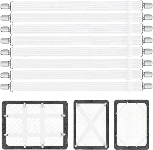 Justerbar lakan- och påslakansfästkedja, 8-pack, 70-230 cm, vit.
