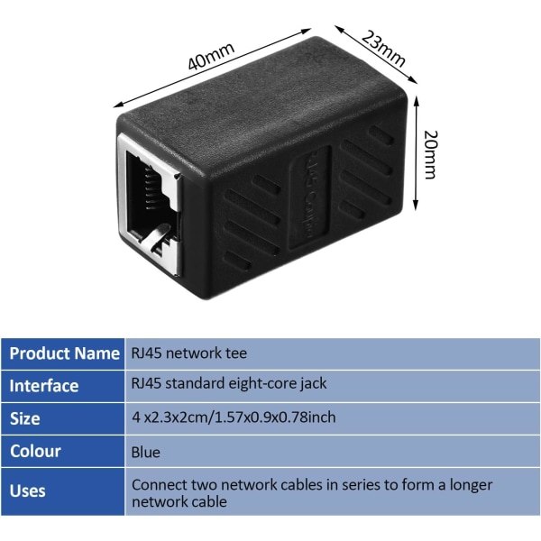 15 stk RJ45-kontakt Ethernet-forlengelsesadapter Nettverkskontakt for Cat7/Cat6/Cat5e/Cat5 Ethernet-kabelkontakt Hunn til Hunn