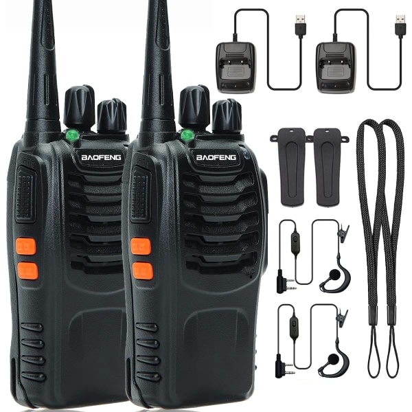 Baofeng Walkie Talkies for Voksne Lang rekkevidde Walkie Talkie med Ørepropp Oppladbar 2-veis Radio Håndholdt