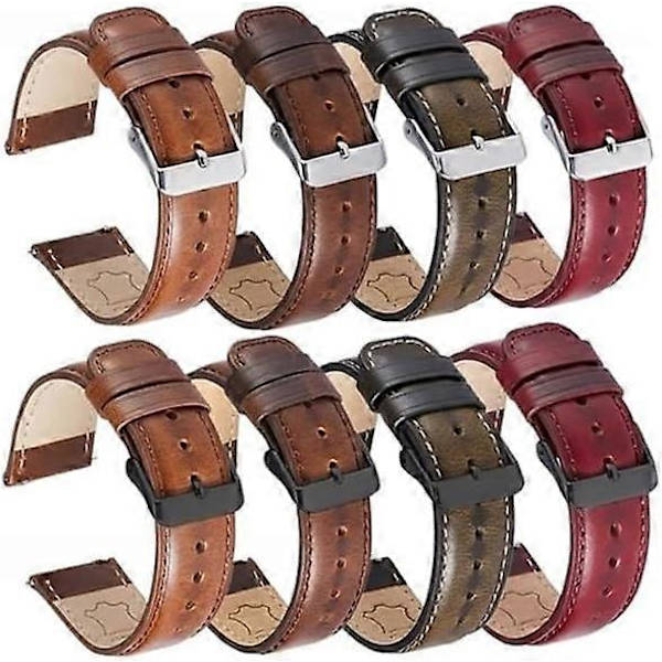 Ægte læder urrem med quick release brun armbånd ægte læder urrem - 22mm(OD)