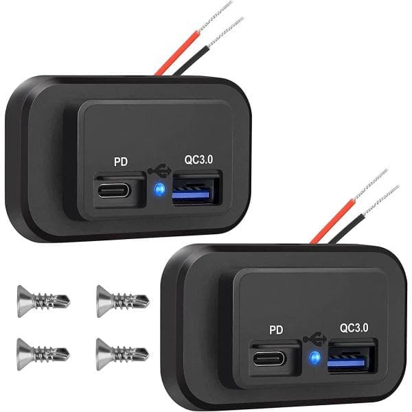 2x 12v USB-stikkontakter, vandtæt strøm Billader