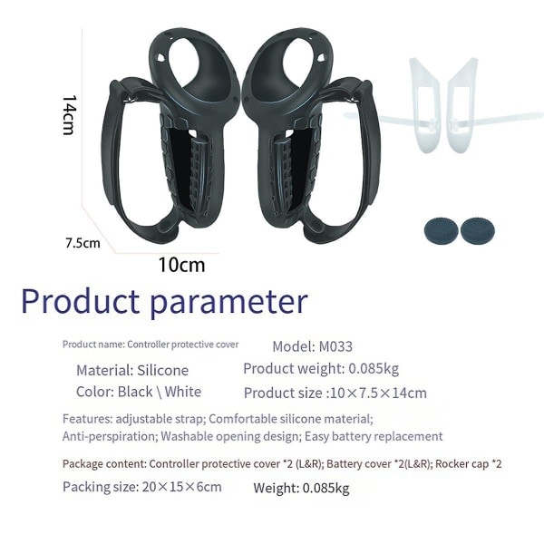 Håndtakdeksel for 3 Svettebestandig Touch Controller Silikonetui for Quest 3 VR Tilbehør ([HK])
