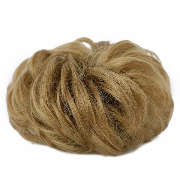 1 kpl Messy Bun -hiuslisäke - Scrunchie -kihara -aaltoileva -synteettinen -hiusmyssy -naisille -tyylitelty -hiukset -mansikka -vaalea -ja -valkaistu Strawberry Blonde & Bleach