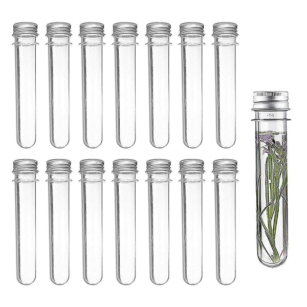 14 Plastikprøveglas Transparent prøveglas med låg 40ml