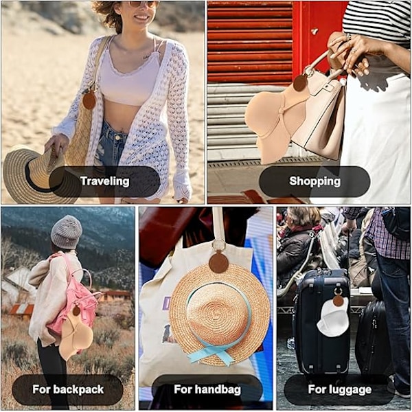 2 stk Magnetiske Hattklips for Reise, Bærbar Hattpose for Kvinner, Menn, Hattpose, Utendørs Reisetilbehør (Brun)