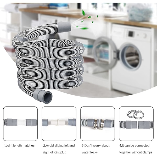 5m Spiral slange for avløp, avløpsslange for vaskemaskin, avløpsslange