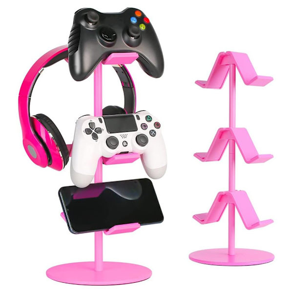 Justerbart spilcontroller stativ - Pink stativ til Xbox, PS4, PS5 og Switch