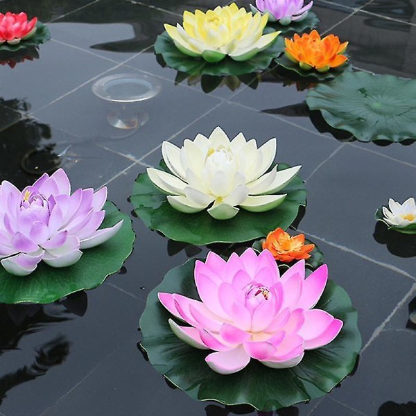 5pcs Artificial Floating Water Lily Eva Lotus Flower Pond Decor 10cm Artificial Lotus Pond Tank Plant Ornament Home Gard