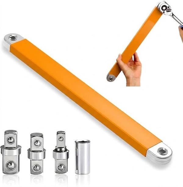 Offset forlengelseskrallenøkkel, multifunksjonell sammenleggbar forlengerstang, multi-drive adapter, gul