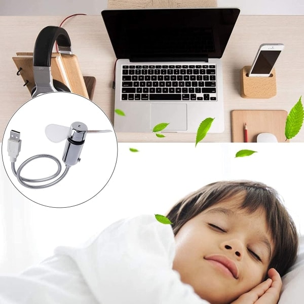 USB-LED-kellotuuletin lämpötilanäytöllä, mobiili USB-reaaliaikainen tuuletin Fahrenheit- ja Celsius-asteina, hiljainen