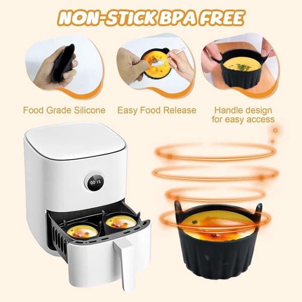 6-delt sett - Tilbehør til airfryer - Svart - 9*9*5,5 cm