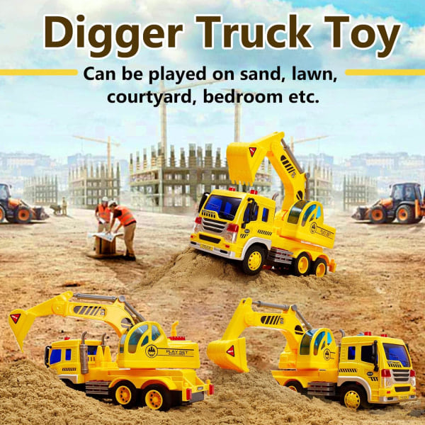 Barnens Byggtruck med Ljud och Ljus Traktor Strandleksak, Byggtruck Present till Barn Pojkar Flickor 3 4 5 6 År Gamla