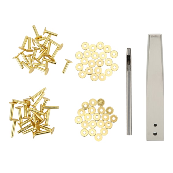 Kobber Nitter med Spændeskiver, Kobber Nitter og Værktøjssæt, Rustfri Stål Studs, DIY Læderhåndværktøj til Tøj, Tasker, Bælter, Style A