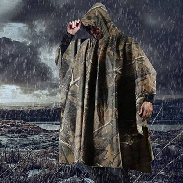 3-in-1 Poncho Vedenpitävä Camo Ripstop Sateenvarjo Takki