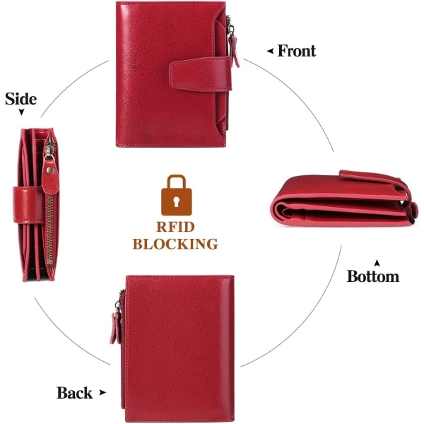 Plånbok Dam Äkta Läder Slim, Kvinnodagspresent (Burgundy) Burgundy