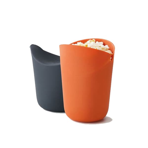 Kaksiosaiset silikoniset mikroaaltouunin popcorntötteröt - oranssi, harmaa