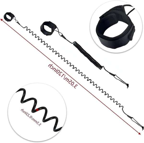 Surfbräda benrep, 10 fot, 5 mm elastiskt, 2-pack, säkerhetsrep för paddelbräda