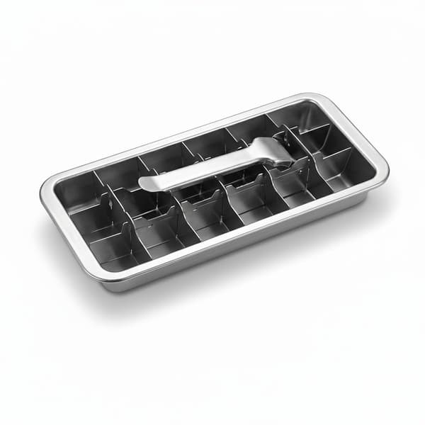Isbitbrett i rustfritt stål med 6 avtakbare rom, egnet for cocktails og drinker.
