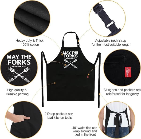 Matlagningsförkläde för män, justerbara dubbla fickor, grillförkläde, unisex.