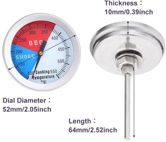Grilltermometer - Stor Display, Rostfri Design - Lämplig för Rökning och Kolgrill - Silver