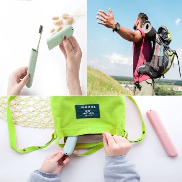2-pack tandborstfodral, bärbart fodral, skyddande tandborstfodral för resor, familj