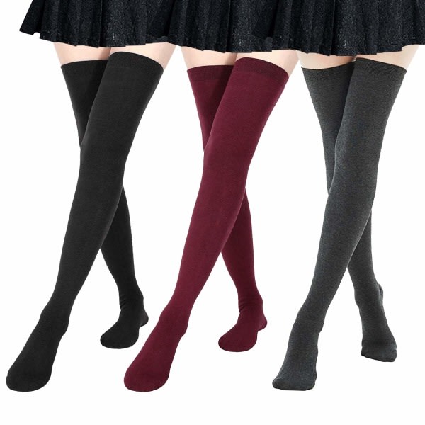 Women Extra Long Thigh High Socks Thin Stripes Tube Tights Over Knee Socks Casual High Boot Socks