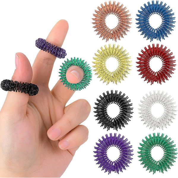 Pieces Akupressurringer - Piggete Sensoriske Fingerringer Akupunkturringer Fidget for Stille Stressreduksjon og Massasje Forbedre Blodsirkulasjon...