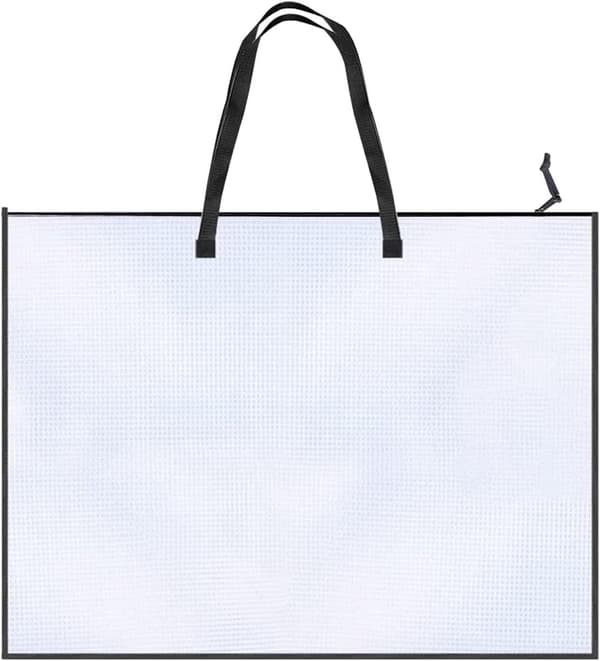 Kunstneropbevaringstaske - malertaske/mappe - plakatarrangør - rivefast PVC-materiale - 48x63 cm - gennemsigtig