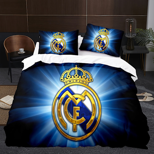 Real Madrid Klub Emblem bomuldsdynebetræk og pudebetrækssæt C 135*200