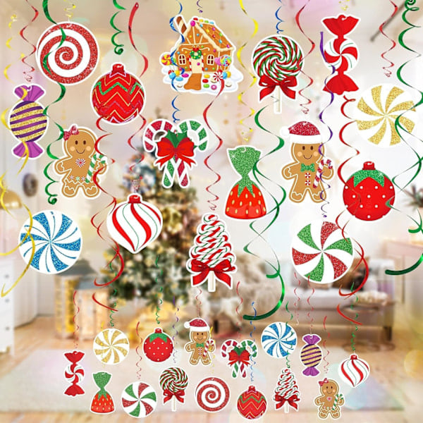 31pcs Christmas Tree Ceiling Decorations Foil Swirling Party Decorations 31PCS 31PCS