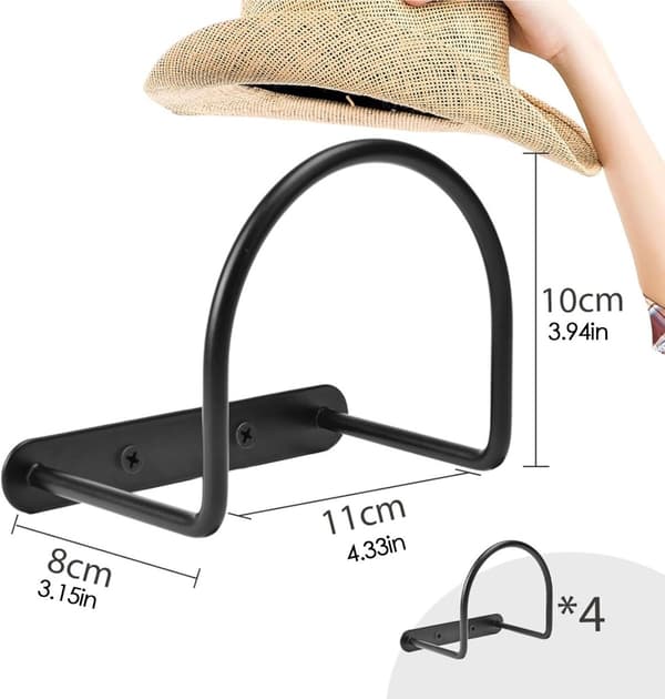 Hattestativ - Hatteholder - Hatteutstilling - Solid metallkonstruksjon - 4 kroker - Svart