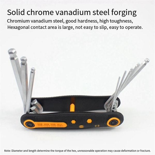 Folding Hex Nøkkelsett Utvidet Kulehode Hex Skrutrekker Hex Nøkkel Jernvare Tilbehør ([HK])