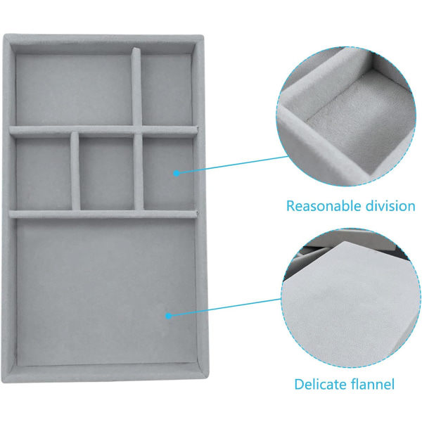 Smyckeskrin Organizer Set med 3 stapelbara smyckeskrin i sammet