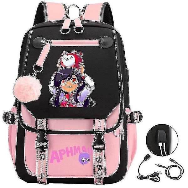 Aphmau Anime Ryggsekk 3D-trykt Tegneseriefigur Oxford Vanntett Full Ball USB Skolesekk Gutter Jenter Studenter Stor Kapasitet Ryggsekk-yvan 14 14