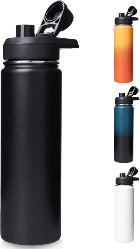 ING 25oz Fuldt Isoleret Vandflaske - 304 Rustfrit Stål - Holder dig kold i 24 timer og varm i 12 timer - Sort