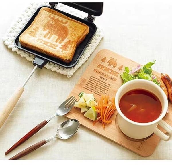 Dobbeltsidet non-stick sandwichrister, bærbar til hjem og camping, sort.