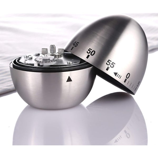 Äggklocka - Mekanisk kökstimer - Timer - Ägg - Rostfritt stål - Silver