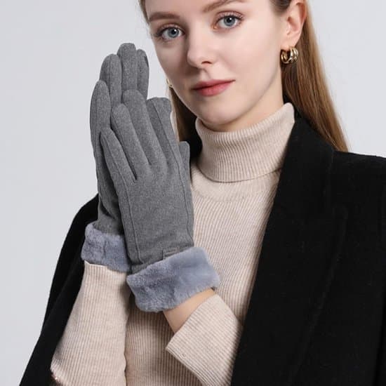 Handskar - Damhandskar - Pekskärm - Damvinterhandskar - Grå - Hjortskinn
