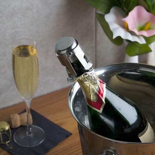 Vakuum Champagneflaskpropp Set (2 delar) - Rostfritt Stål - Idealisk för att försegla vinflaskor