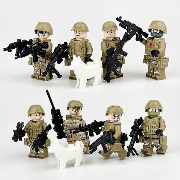 8 kpl City Polis SWAT Armeijan Minihahmoja Sotilaallinen Sarja Tarvikkeilla Rakennuspalikat Minifiguurit Lapsille DIY