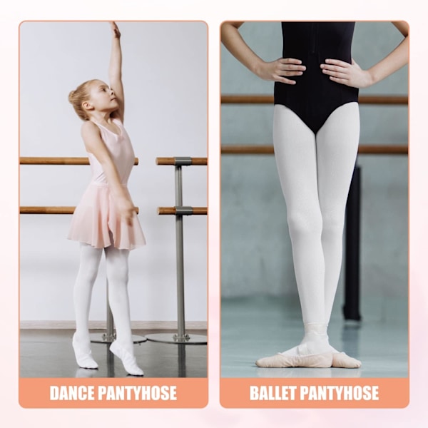 2 Par Footed Ballettights, Leggings Ballettights for Jenter, Barn, Kvinner, Småbarn, Studenter, Trening, Hvit M