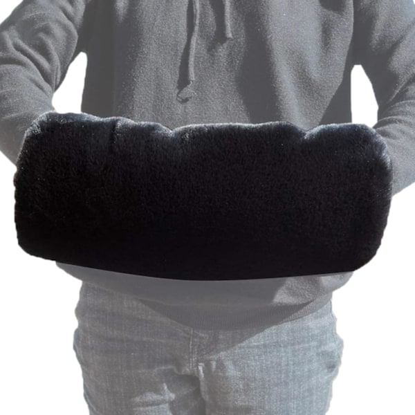 Handvärmare Muff Lyx Konstgjorda Vantar - Ry Plysch Muffler Lyx Konstgjorda Kaninvantar - Fuzzy Chic Eleganta Handvärmare Vantar För Flickor Kvinnor Svart Black