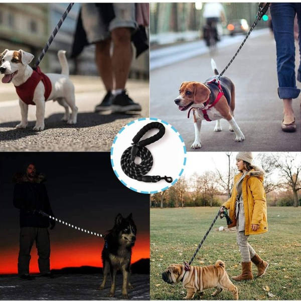 1,5 m nylon hundkoppel Reflexiv vadderat säkerhetskoppel