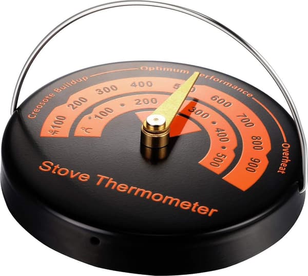 Eldstadstermometer för mätning av rökrörstemperatur - Magnetisk termometer för vedeldad kamin - Orange