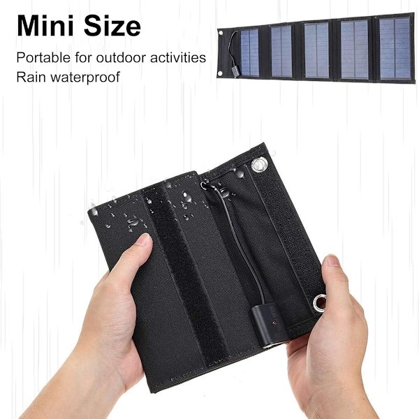 Solpanel, 5 paneler, Vikbara solpaneler, Solceller, Laddningsbart batteri, Solpanel powerbank, 15W 5V USB solpanel, Solpaneler med kontakt